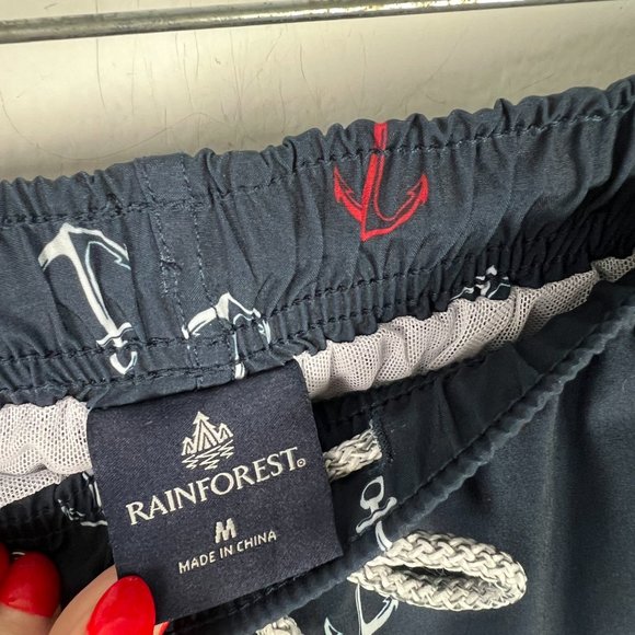 NWT Rainforest Ship Ahoy Swim Trunks Boardshorts Navy USA Size Medium M $69 NEW - Picture 7 of 16